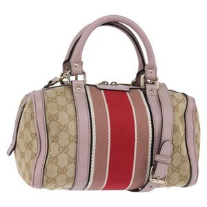 Gucci Vintage Web Boston Bag Gg Canvas Beige Canvas Bag (Pre-Owned)